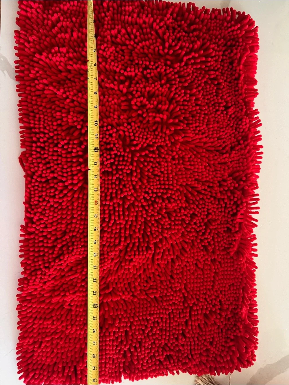 Bright Red Chenille Bath Mats - Pair 28x30 each